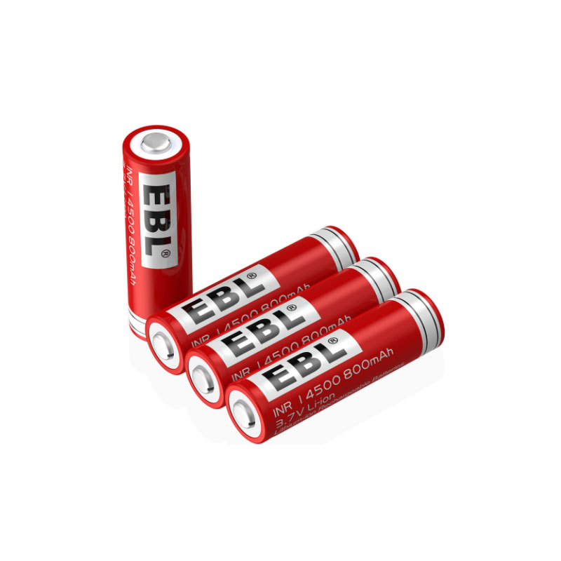 EBL 4 Pack 3.7V 800mAh protected 14500 li-ion rechargeable batteries